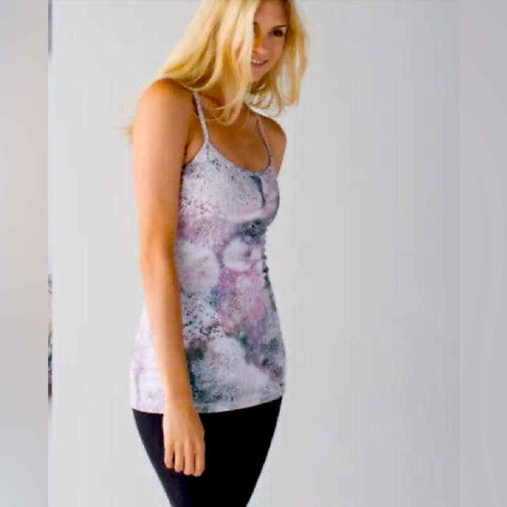 Lululemon Power Yoga Racerback Tank Top Sugar Crush Built in Bra Yoga Athletic